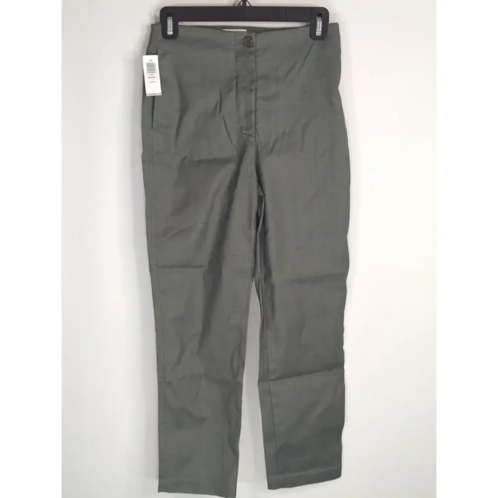 Aritzia Wilfred Cherice Sagesse Linen Blend Tapered Leg Pants Women's 2 NWT